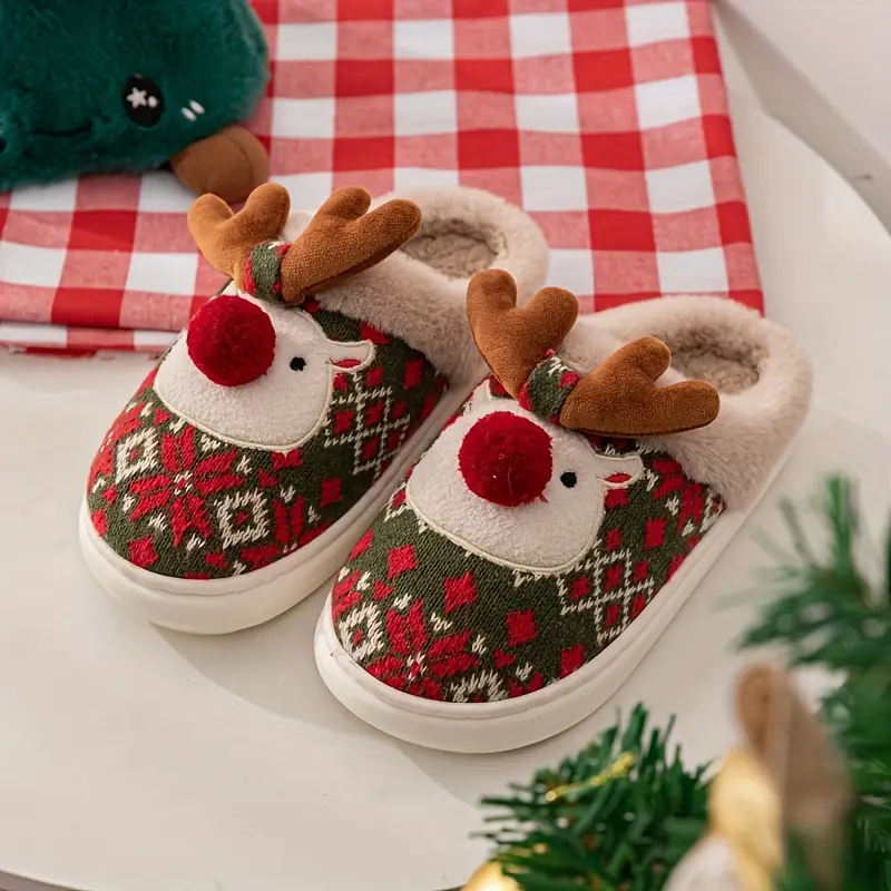 Pantofole Renna Rosso e Verde